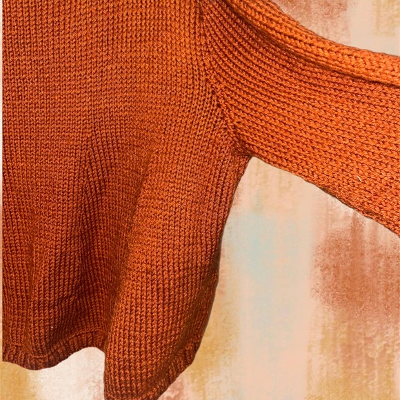 Handmade Crochet Burnt Orange Colored Sweater - Size: Medium - Picture 8 of 10